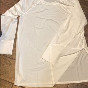 tek gear White Crew Neck Long Sleeve Shirt with Lime Logo